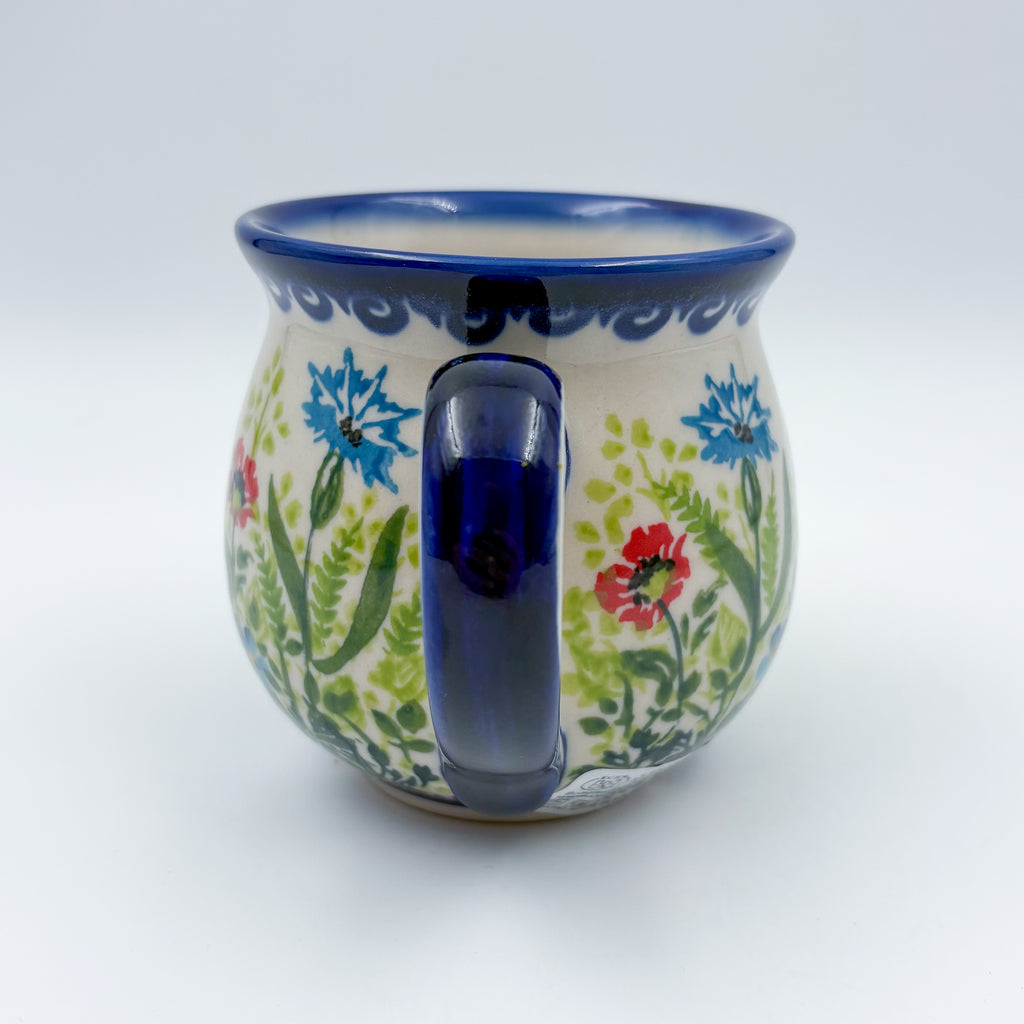 10 oz Bubble Mug. Handcrafted Polish pottery stoneware:  UNIKAT Flower Fields