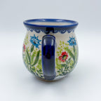 10 oz Bubble Mug. Handcrafted Polish pottery stoneware:  UNIKAT Flower Fields