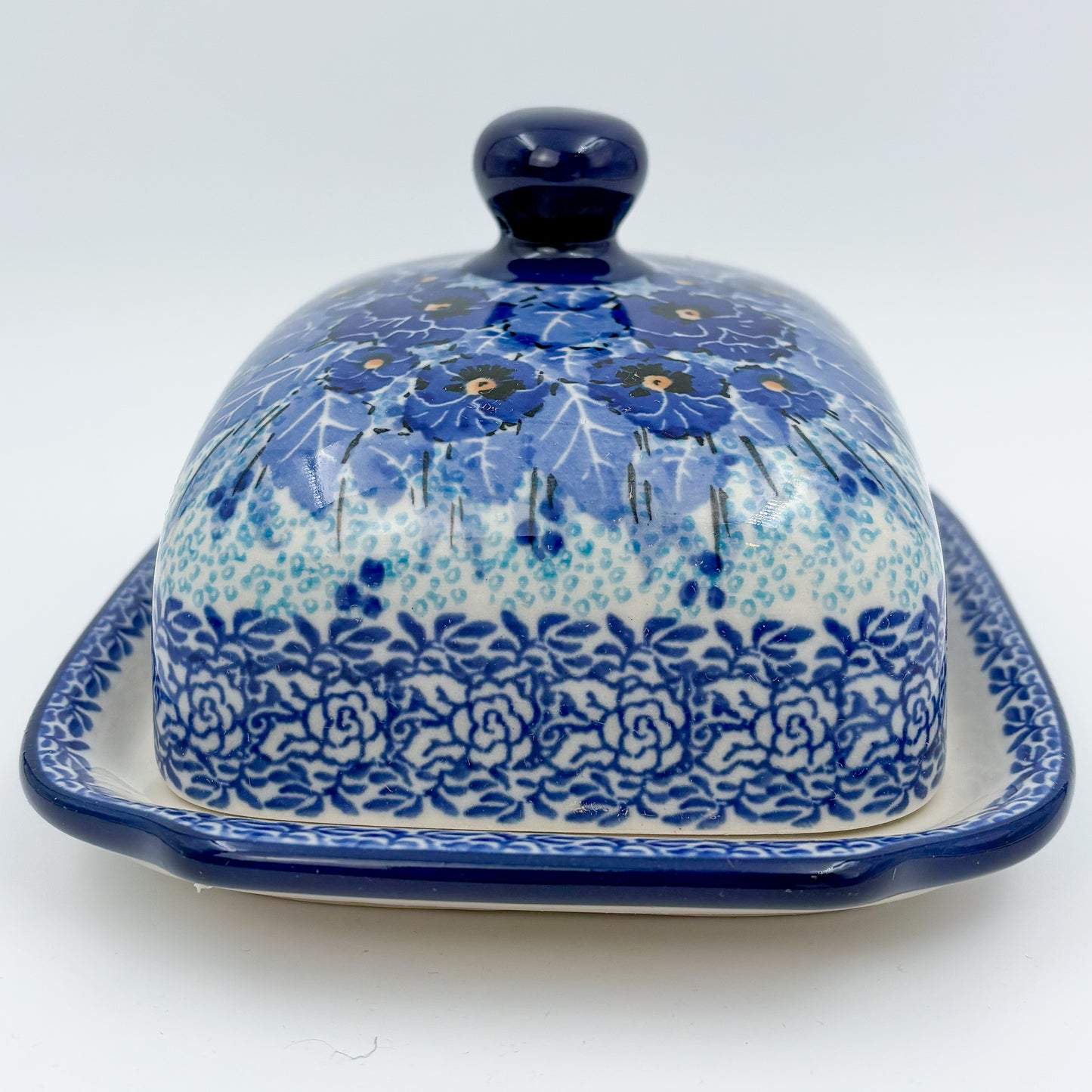 7" Butter Dish: UNIKAT Deep Winter Design