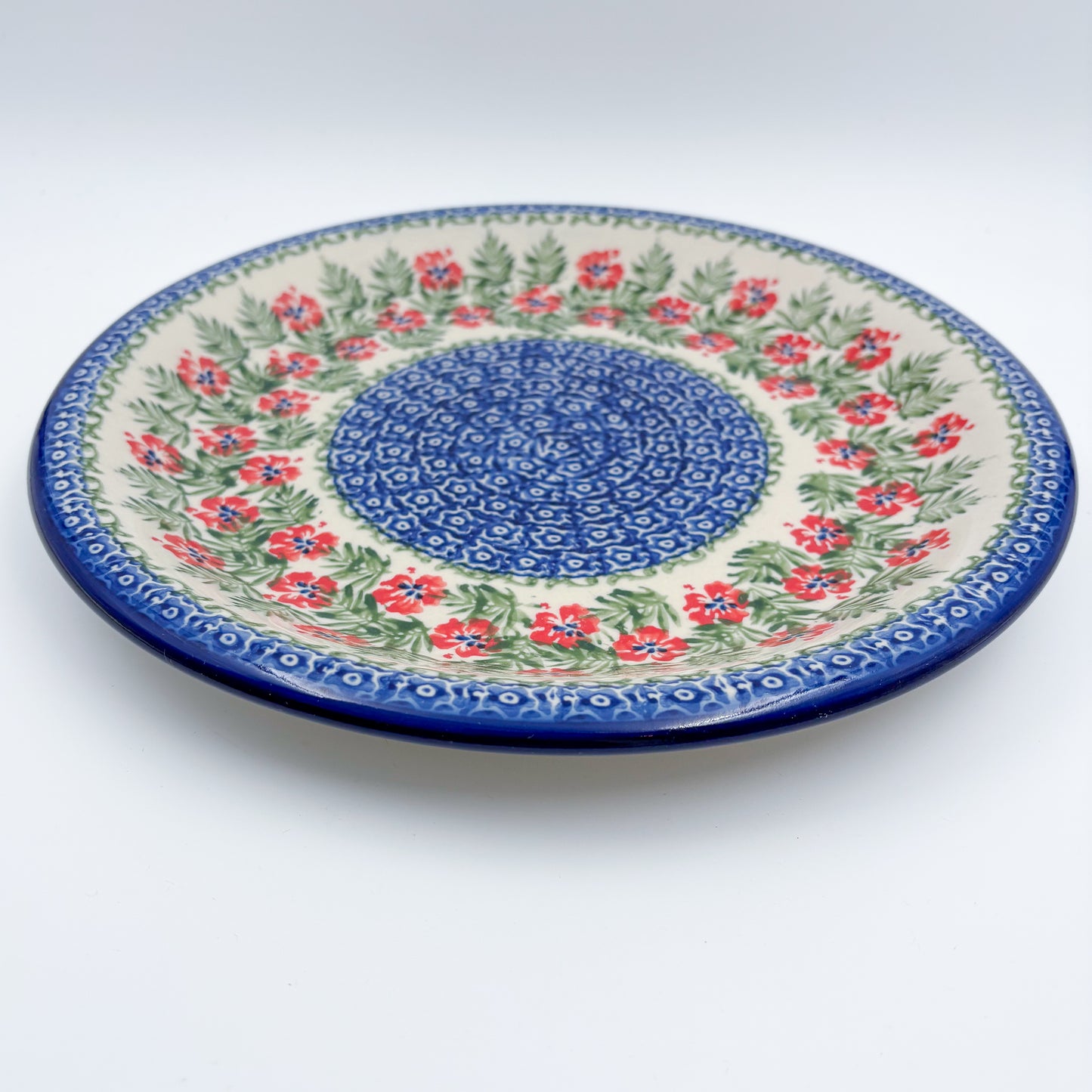 10.28” Plate.  Hand crafted Polish pottery stoneware: Midsummer Bloom Design