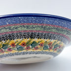 9”  Pasta Bowl.  Hand crafted Polish pottery stoneware: UNIKAT Copper Rose Meadow Design