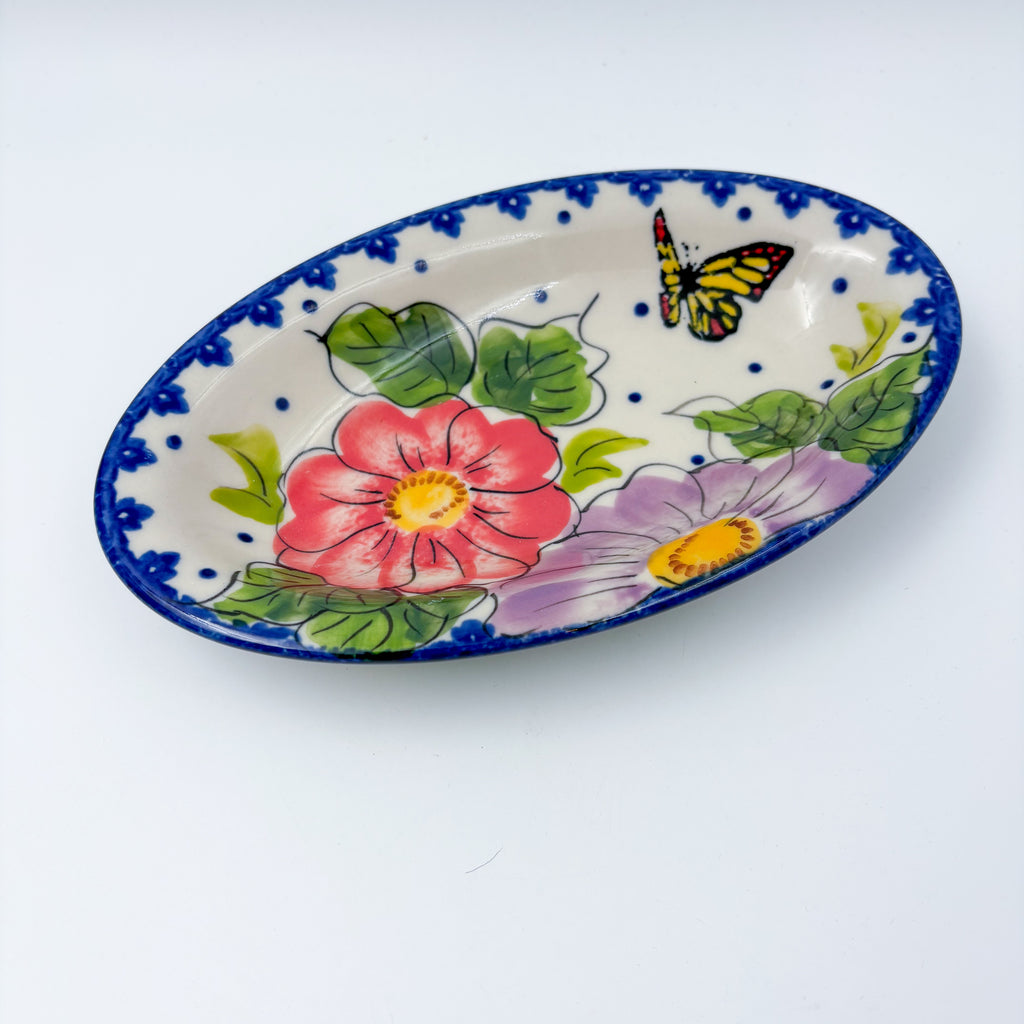 7" Oval Milano Platter  Hand crafted Polish pottery stoneware: UNIKAT Monarch Design