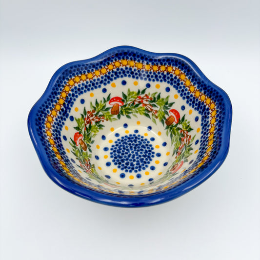 6” Small Viki Bowl.  Hand crafted Polish pottery stoneware:  Mushroom Design