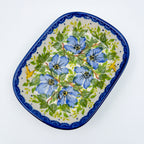 6" Butter Platter: UNIKAT Blue Poppy Songbird