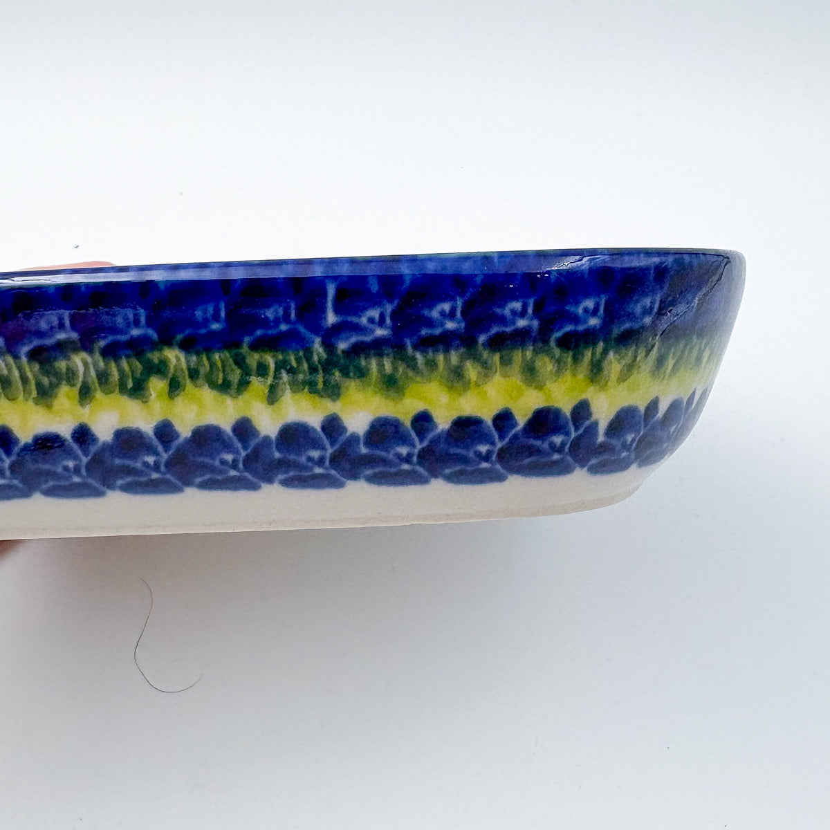 6" Butter Platter.  Handmade Polish pottery.  UNIKAT Bluebell Meadows