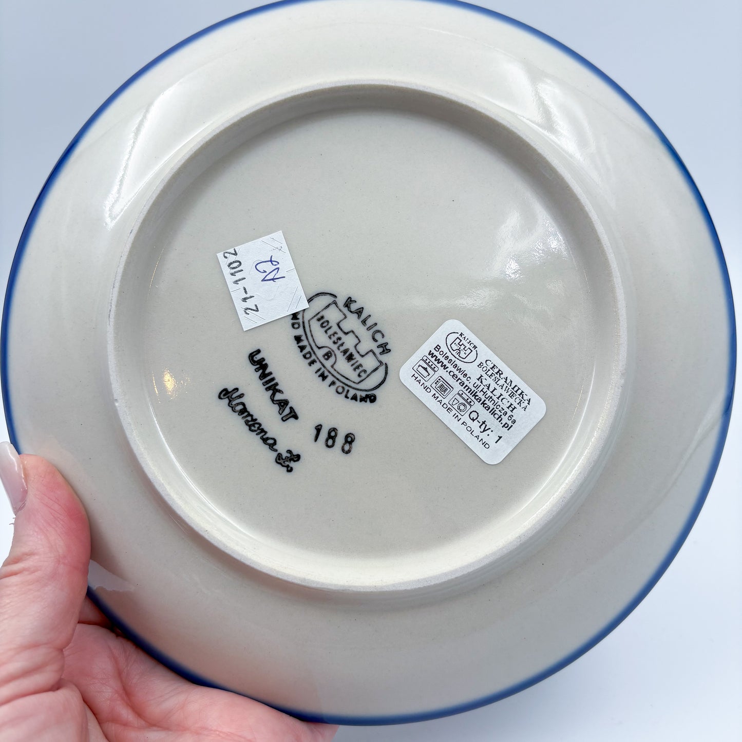 7.5” Plate.  Hand crafted Polish pottery stoneware: UNIKAT Garden Poppy