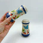 5” Salt and Pepper Shakers.  Handmade Polish pottery.  UNIKAT Strawberry Fields
