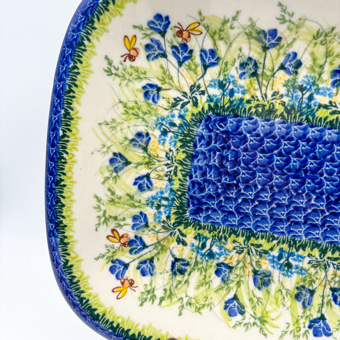 13” Large Daria Platter.  Hand crafted Polish pottery stoneware: UNIKAT Bluebell Meadow