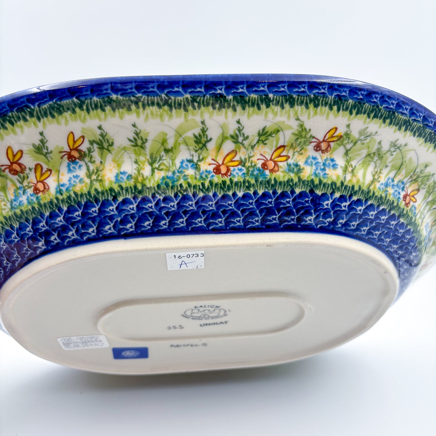 15" XL Oval Platter  Hand crafted Polish pottery stoneware: UNIKAT  Bluebell Meadow Design