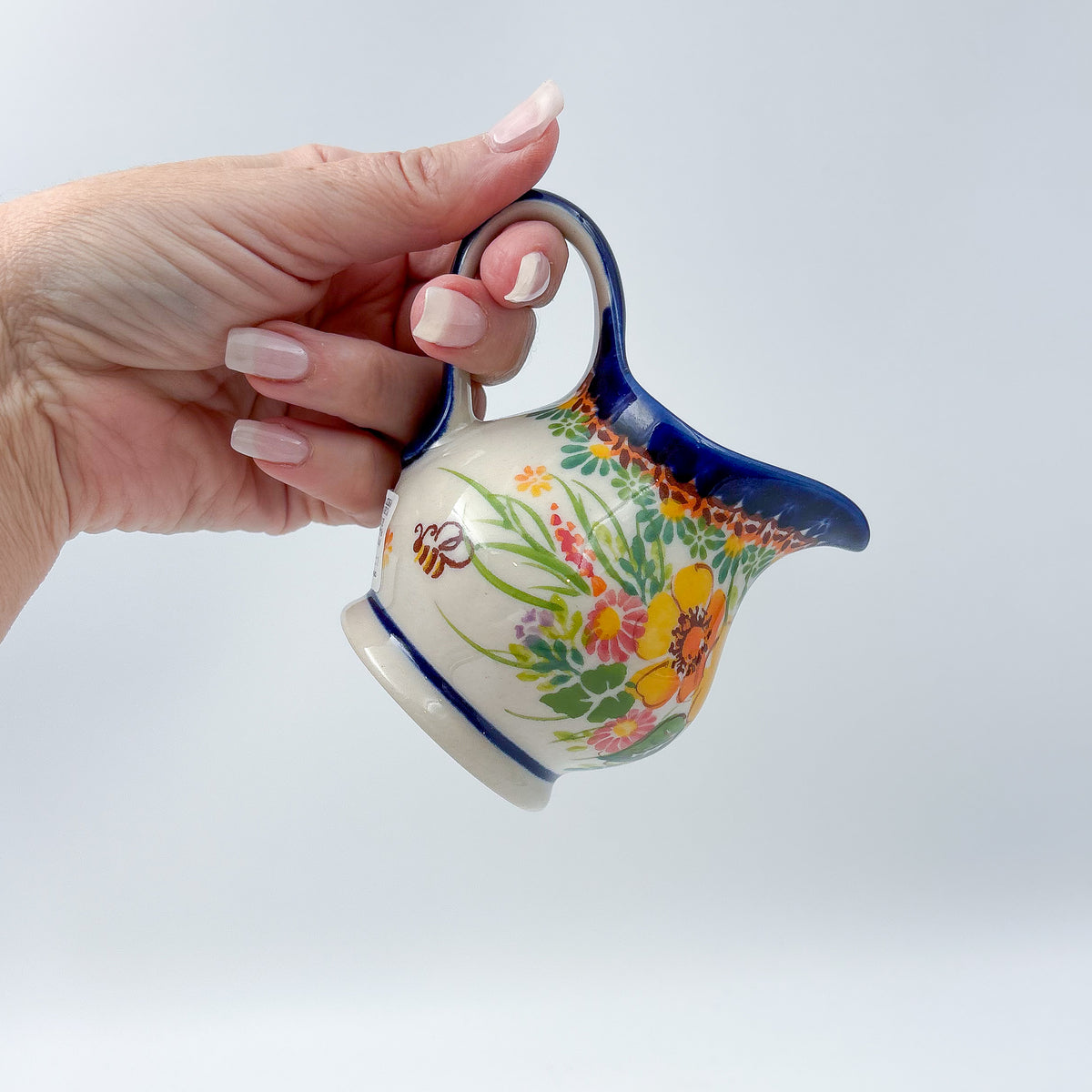 6 oz Kubus Creamer. Handcrafted in Poland UNIKAT Orange Poppy