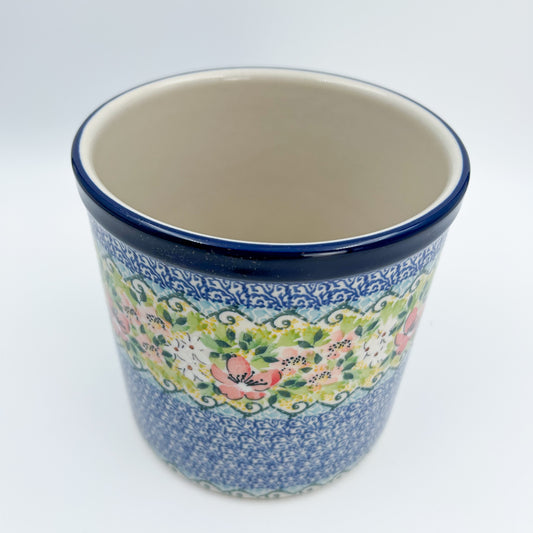 Utensil Jar 6”.  Handmade Polish pottery.  UNIKAT Petal Dance