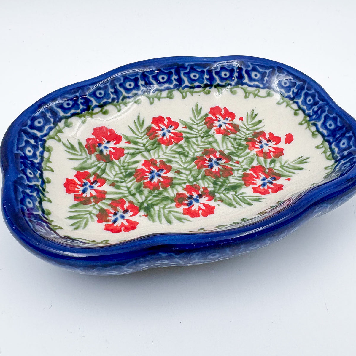 Soap Dish 5”.  Handmade Polish pottery.  Midsummer Bloom Design