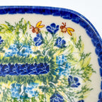 6" Butter Platter.  Handmade Polish pottery.  UNIKAT Bluebell Meadows