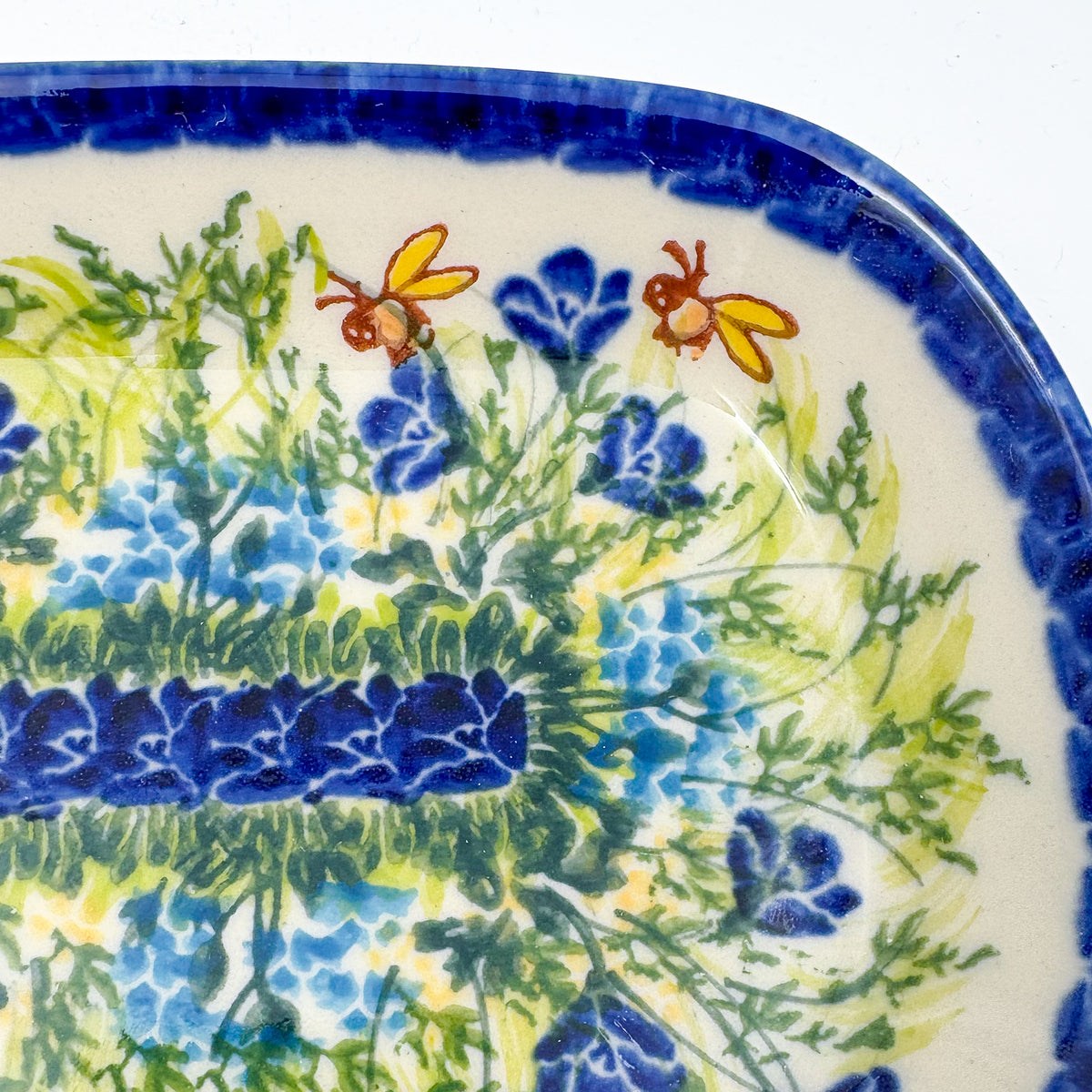 6" Butter Platter.  Handmade Polish pottery.  UNIKAT Bluebell Meadows