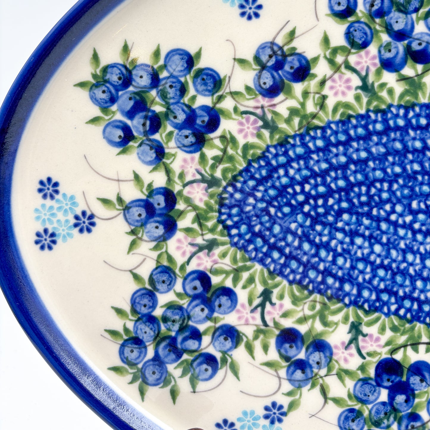 13.5" Oval Tray.  Hand crafted Polish pottery stoneware: UNIKAT Blueberry Design.