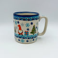 13 oz Mug. Handcrafted Polish pottery stoneware:  UNIKAT Winter Gnome Design