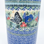 Utensil Jar 8”.  Handmade Polish pottery.  UNIKAT Mariposa Design