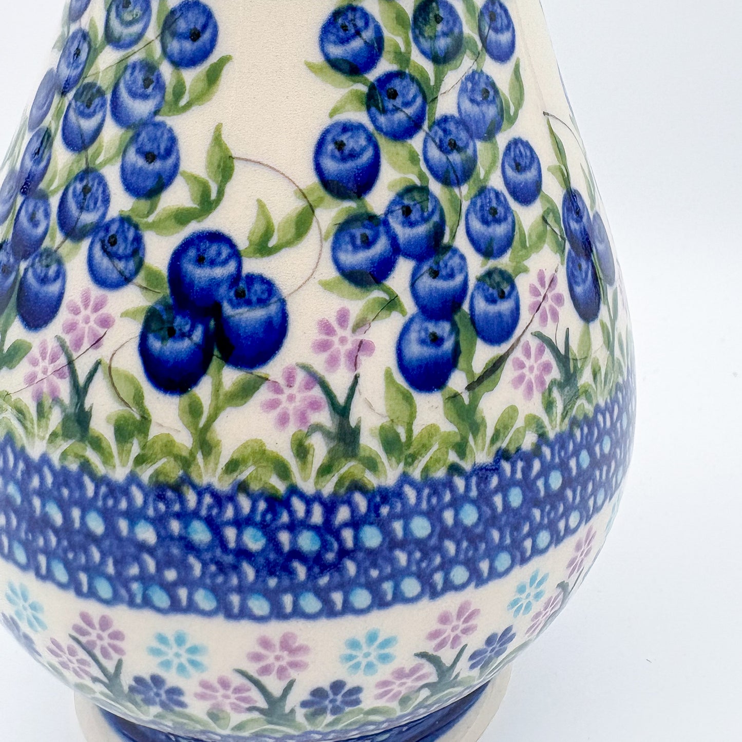 Vase 9”. Handmade Polish pottery.  UNIKAT Blueberry