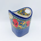 Basket Container & Utensil Med.  Handmade Polish pottery.  UNIKAT Garden Poppy Design