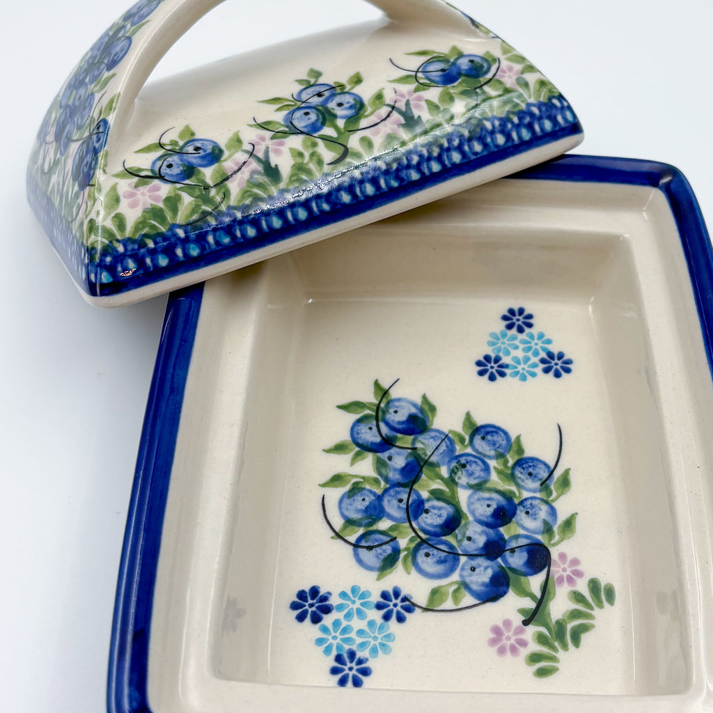 Butter Dish Deep: Hand crafted Polish pottery stoneware: UNIKAT Blueberry
