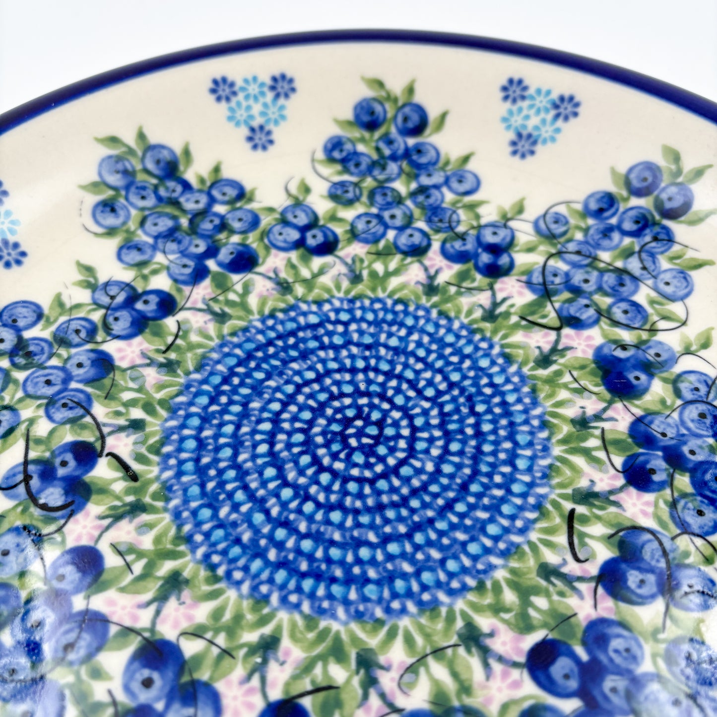 10.2” Plate.  Hand crafted Polish pottery stoneware: UNIKAT Blueberry Design