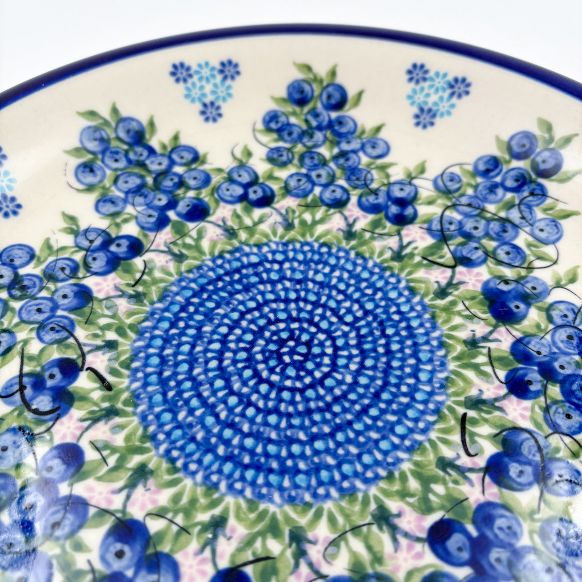 10.2” Plate.  Hand crafted Polish pottery stoneware: UNIKAT Blueberry Design