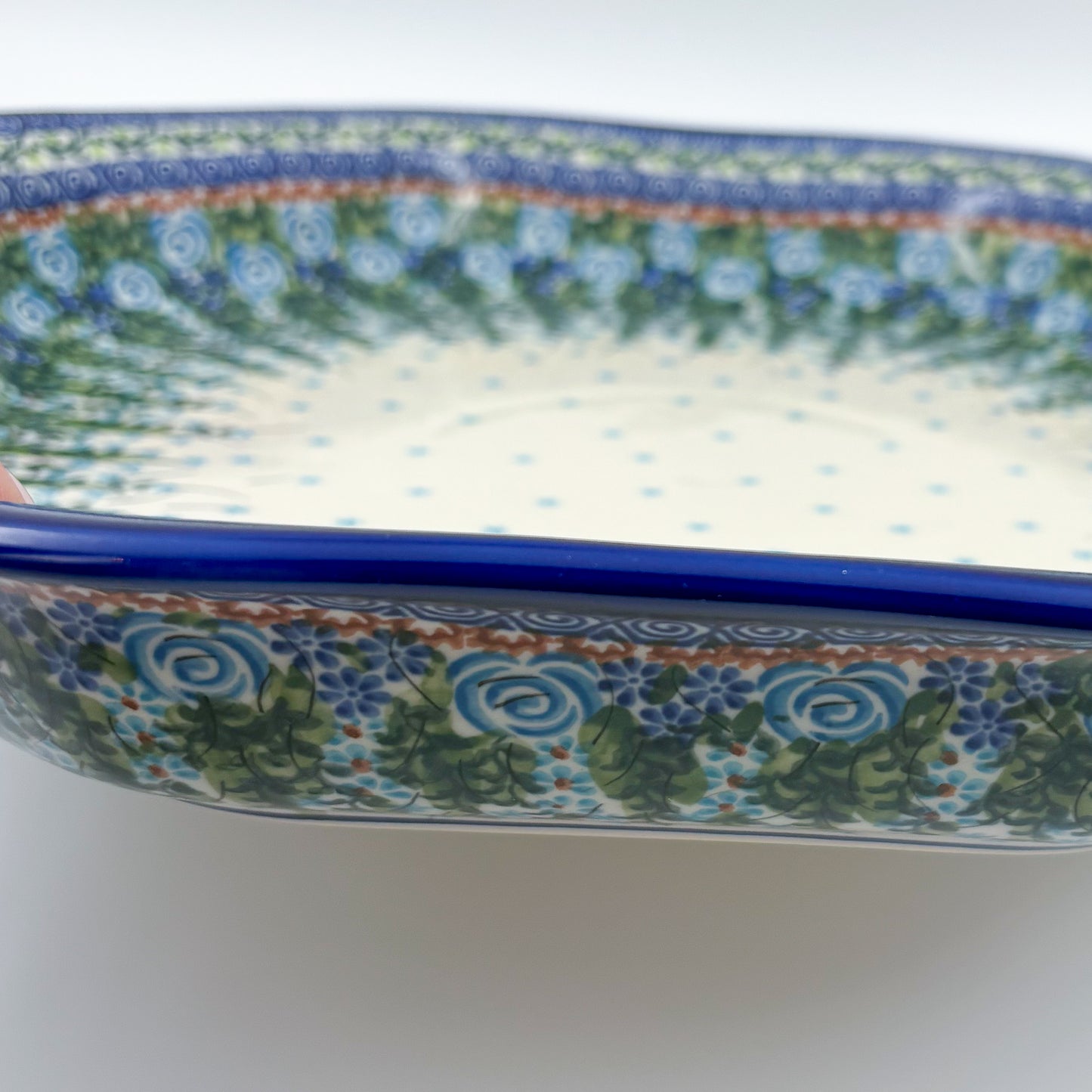 14.5” Clover Platter.  Hand crafted Polish pottery stoneware: UNIKAT Whispering Ferns