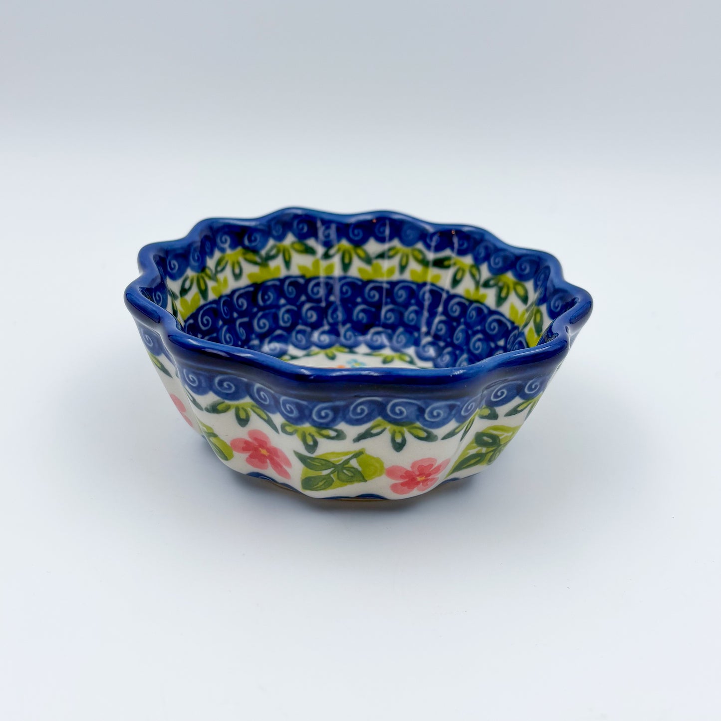 4” Small Babka Bowl.  Hand crafted Polish pottery stoneware:  Cherry Blossom