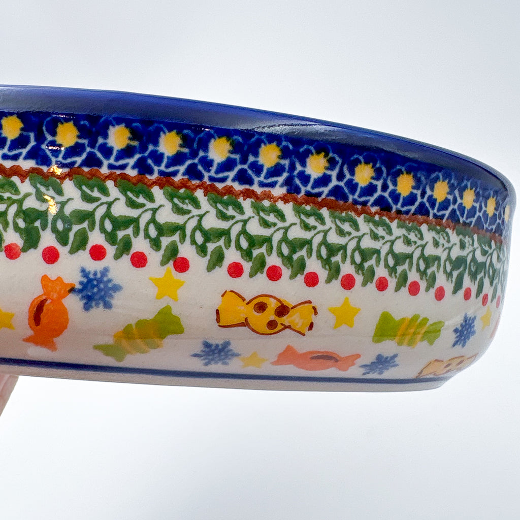 7.5” Mirek Oval Baker.  Handmade in Poland.  UNIKAT Candy Heaven Design