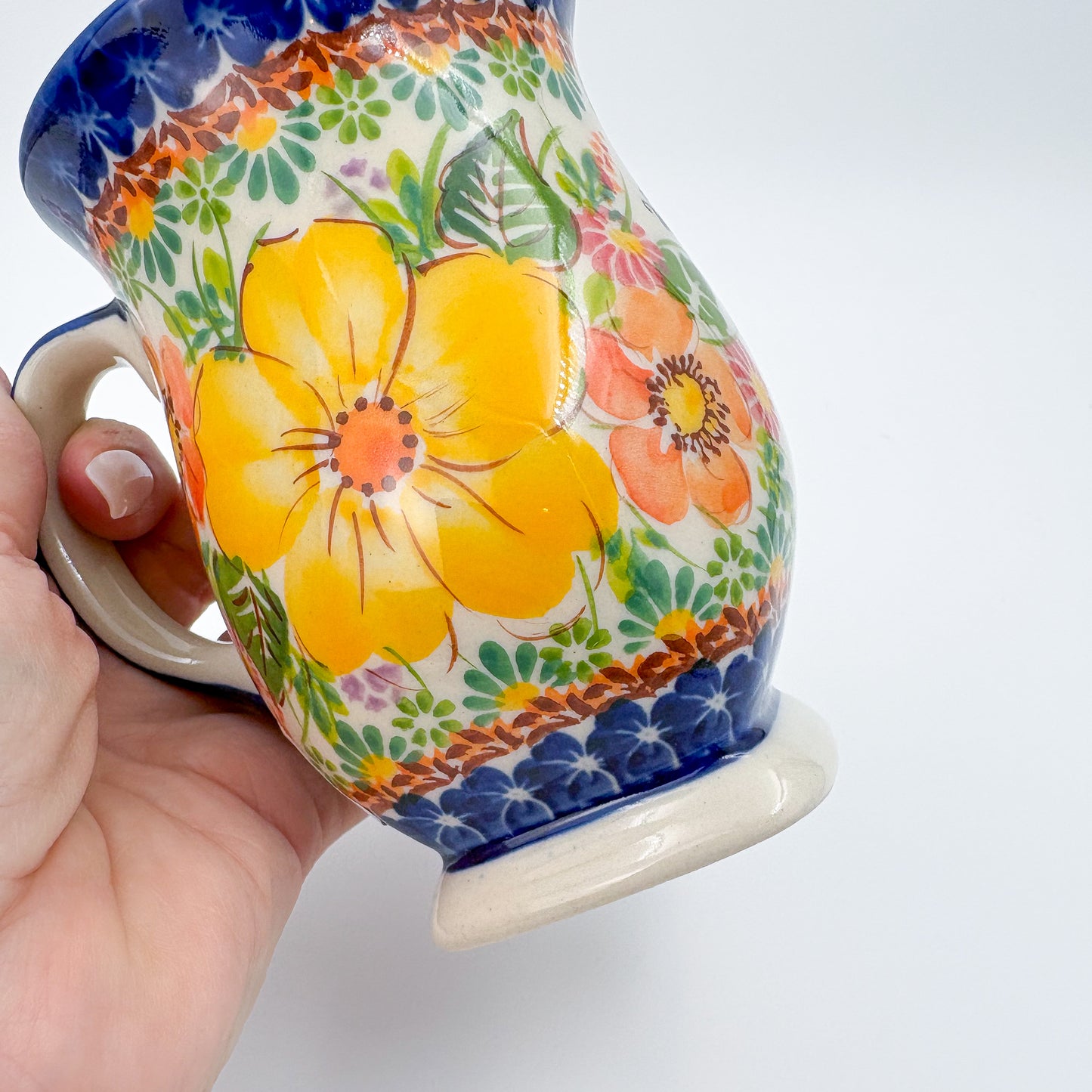 Tulip Mug 10oz. Handcrafted Polish pottery stoneware:  UNIKAT Spring Rose