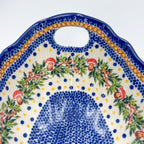 UNIKAT Mushroom Pattern Lodka bowl with handles, close-up of handle and mushroom wreath detail