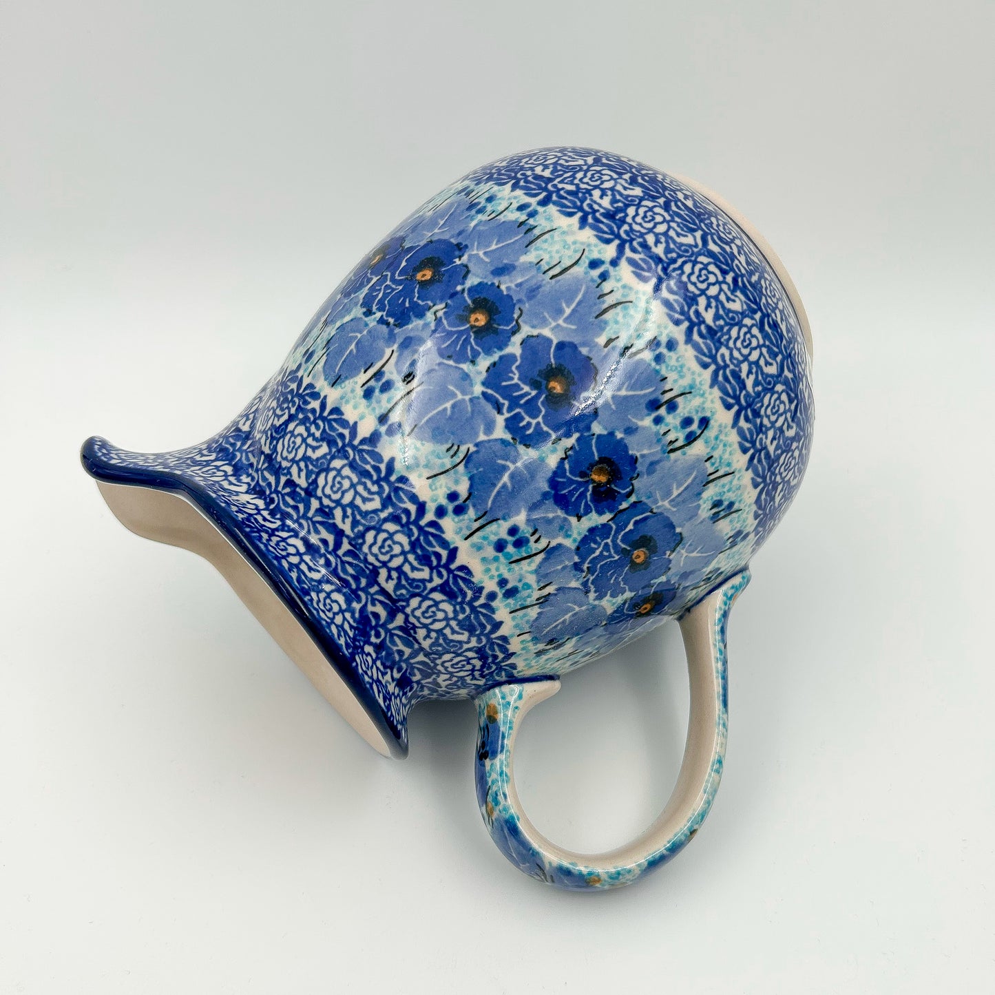 3.5 Cup Pitcher.  Hand painted Polish pottery stoneware.  UNIKAT Deep Winter