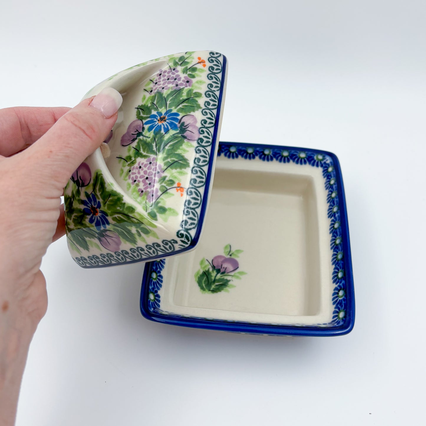 Butter Dish Deep: UNIKAT Floral Garden