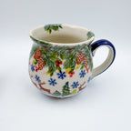 10 oz Bubble Mug. Handcrafted Polish pottery stoneware:  UNIKAT Reindeer Bliss