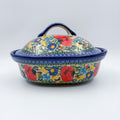 10” Baker Jacek with Lid Handmade in Poland.  UNIKAT Garden Poppy