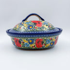 10” Baker Jacek with Lid Handmade in Poland.  UNIKAT Garden Poppy