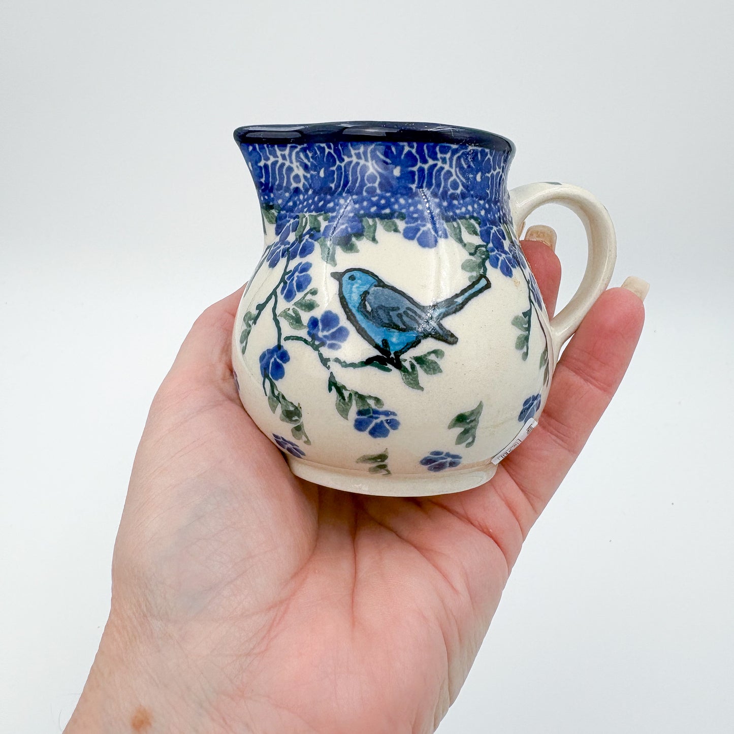 7 oz Creamer.  Baby Blue Bird Design