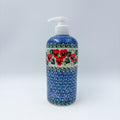 Soap Dispenser 7"  Handmade Polish pottery.  UNIKAT  Delicate Red Flowers Design