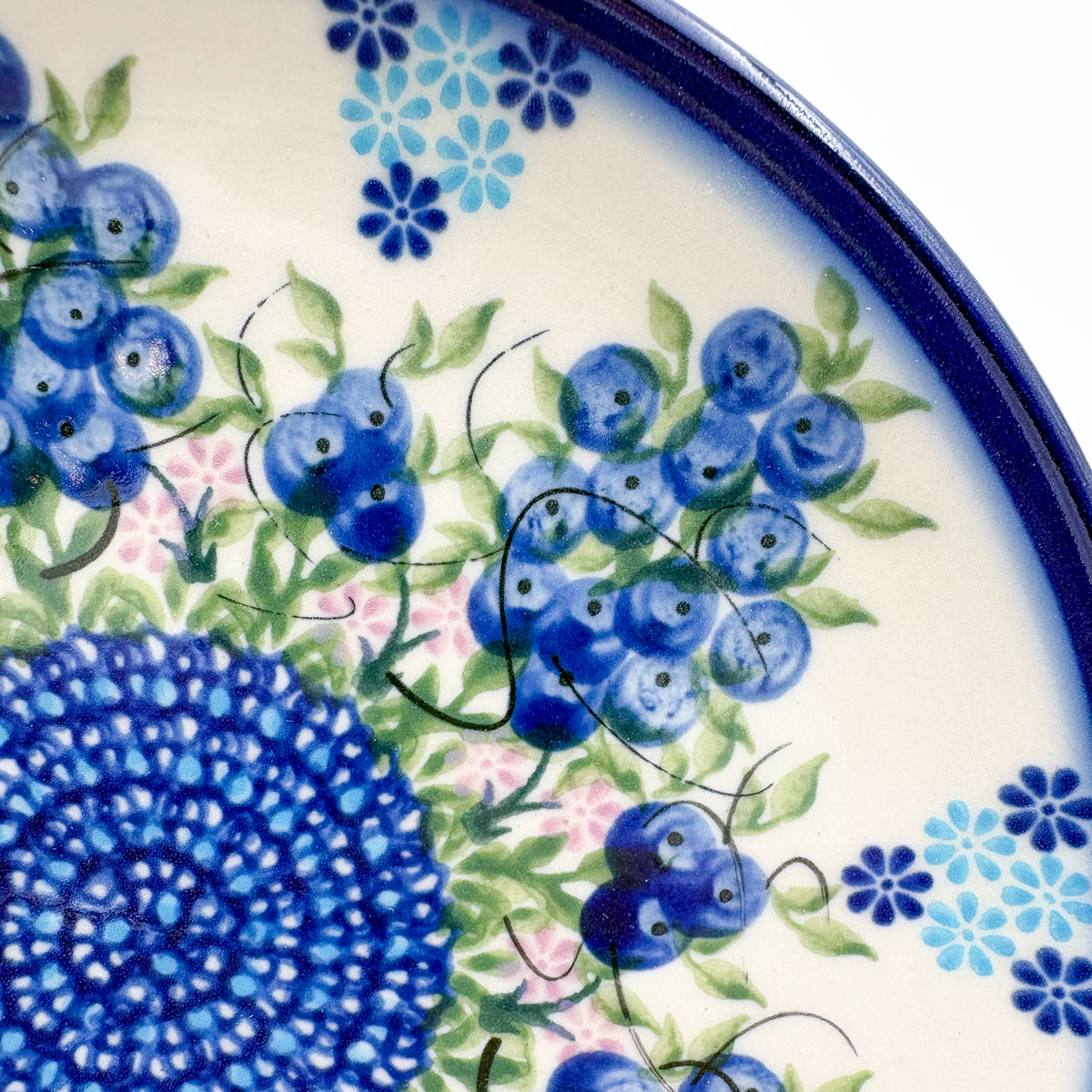 7.5” Plate.  Hand crafted Polish pottery stoneware: UNIKAT Blueberry