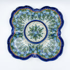 UNIKAT Whispering Ferns divided platter with center bowl, top-down view of four-lobe scalloped tray