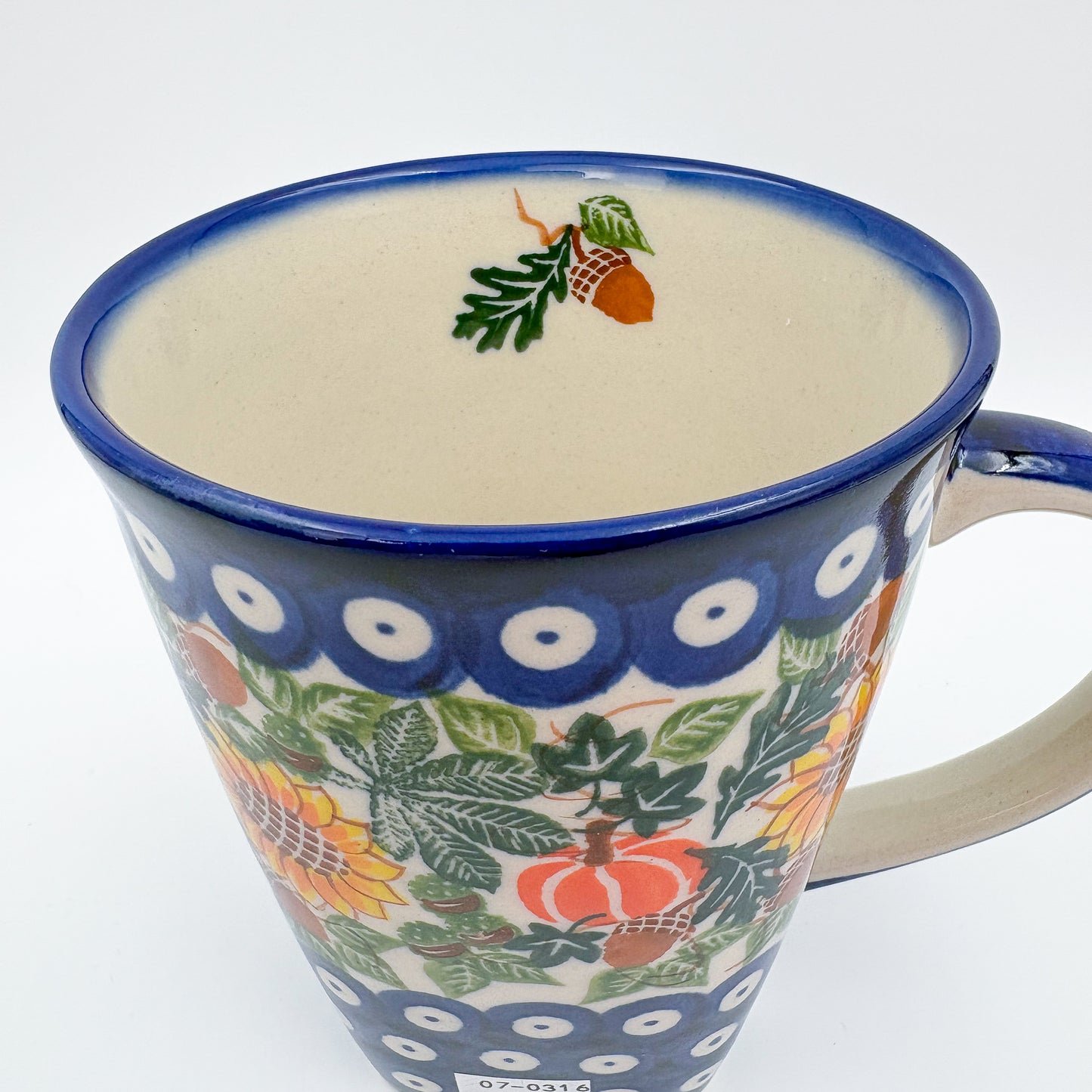 Mug XL 18oz. Handcrafted Polish pottery stoneware:  UNIKAT Sunflower Meadow