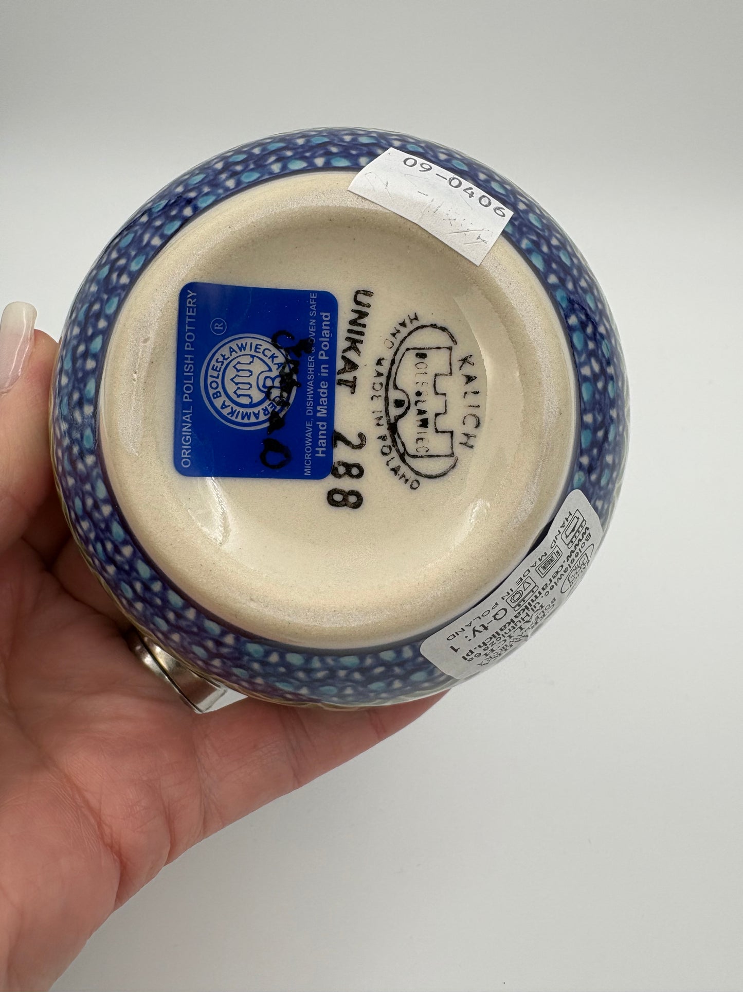 Small Set 3 stacking Bowls.  Hand crafted Polish pottery stoneware:  Blueberry Design