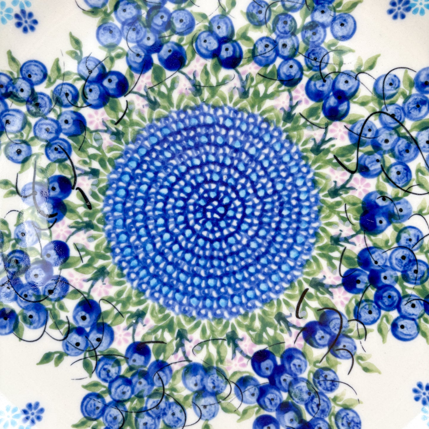 10.2” Plate.  Hand crafted Polish pottery stoneware: UNIKAT Blueberry Design