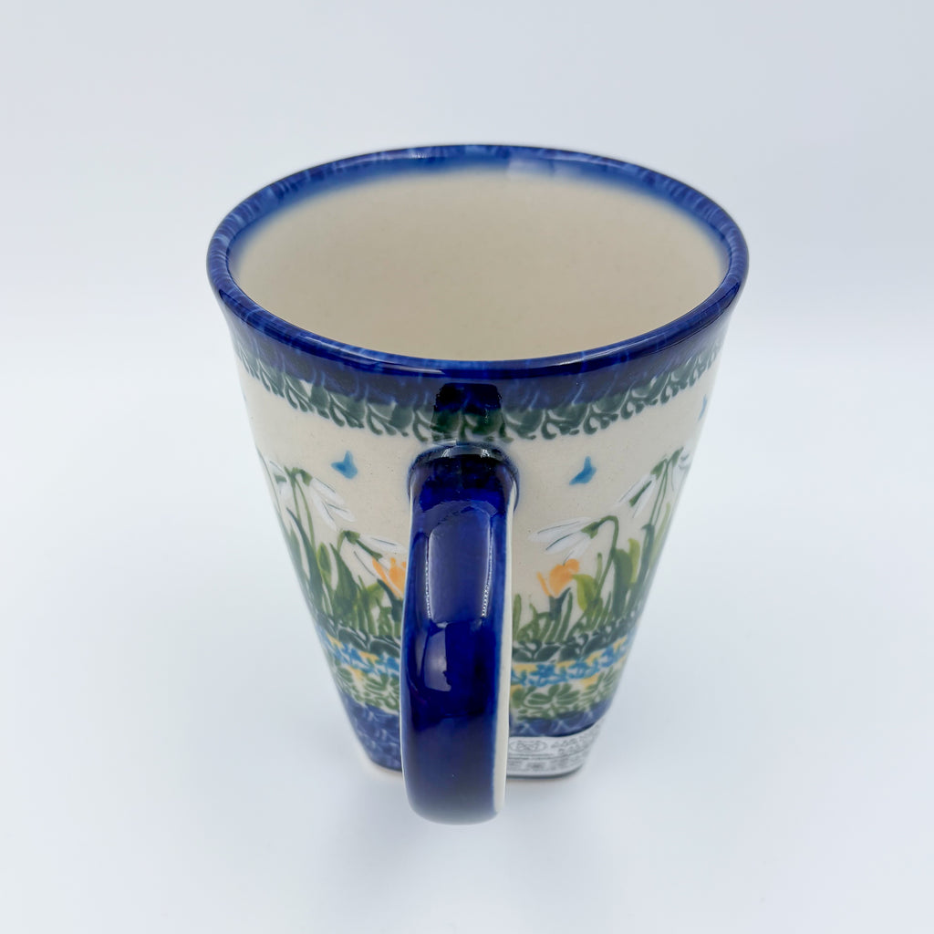 Snowdrop Garden XL mug, tall tapered front view