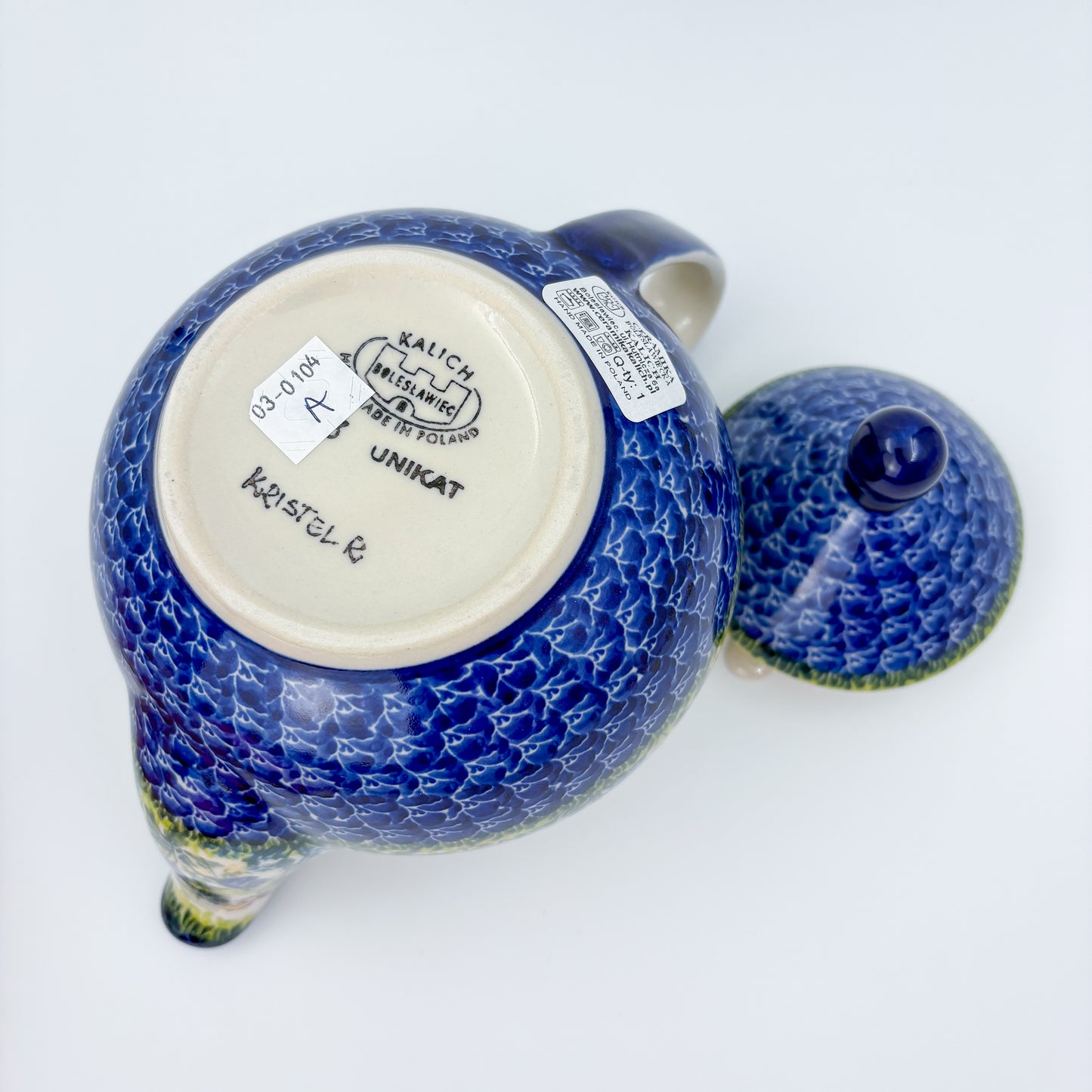 37 oz Teapot Atena Handcrafted Pottery in Poland. Bluebell Meadow Design