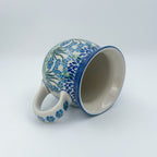 16 oz Polish Pottery bubble mug is made by talented artisans from Poland Blue April Showers Design.  Ceramika Bona Company
