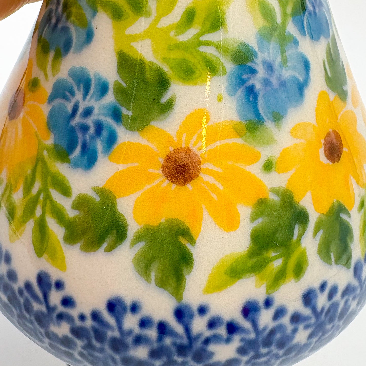 Swirl Vase 6.5”. Handmade Polish pottery.  UNIKAT Yellow Magic