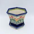 5” Flower Pot.  Handmade Polish pottery.  UNIKAT Tulip Fields
