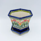 5” Flower Pot.  Handmade Polish pottery.  UNIKAT Tulip Fields