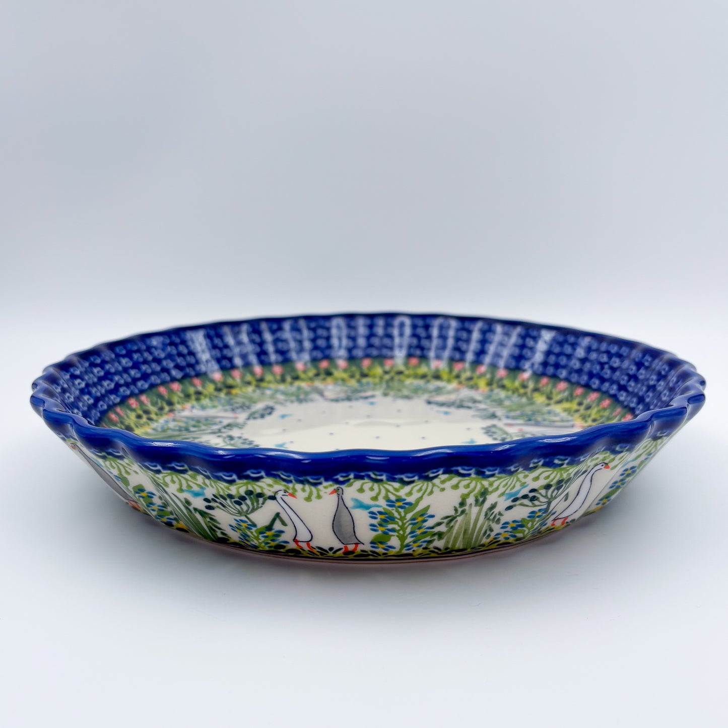 9.6” Pie Baker Handmade in Poland.  UNIKAT Ducks on the Run
